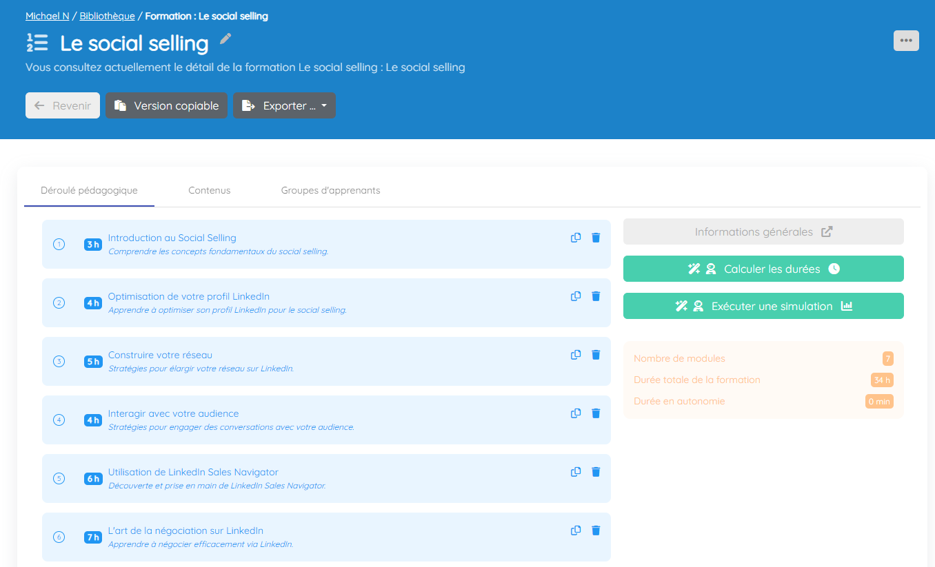 Interface de l'IA de création pédagogique